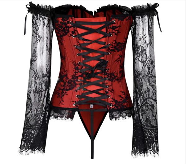 Corset Shaper Bustier  Corset Belt Red And Black  Corset Top Off The Shouldercorset Top Medieval - Image 4