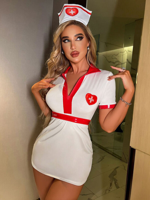 Nurse uniform Deep V Sexy Tight Hip-hugging  Women's Dress