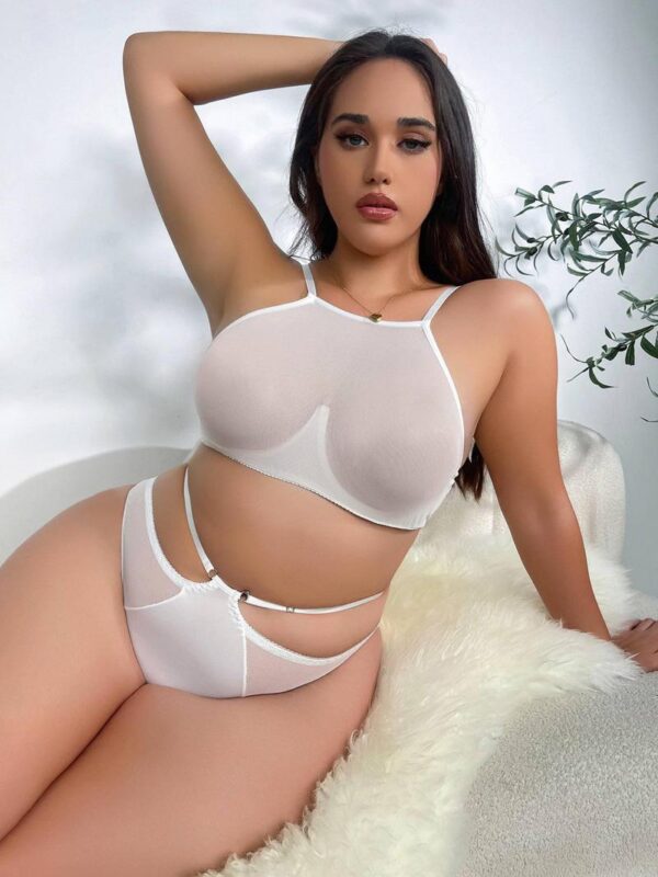 Large Size Ladies Plus Size Bra See Through Lace Bras For Women Sexy - Image 5