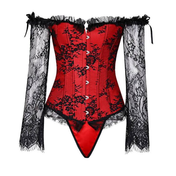 Corset Shaper Bustier  Corset Belt Red And Black  Corset Top Off The Shouldercorset Top Medieval - Image 3