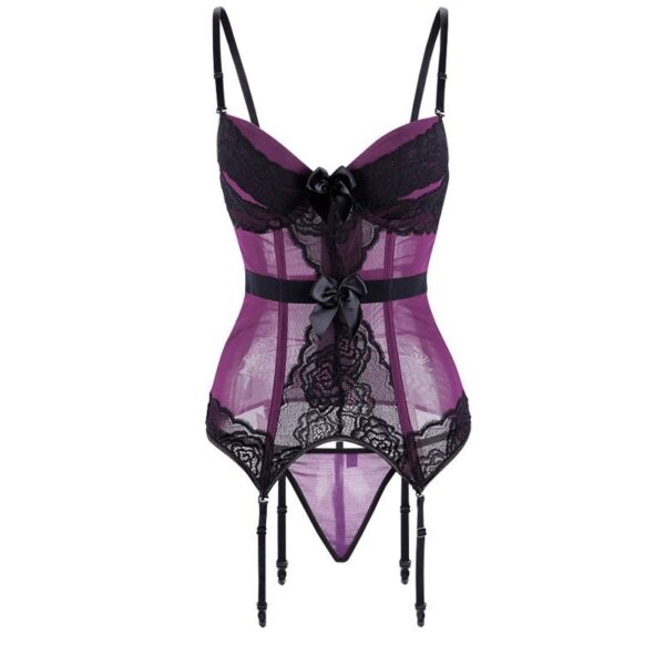 Sexy Royal Sister Fishbone Corset Vest Lace Mesh Waist Wire Wire Jumpsuit Sexy Underwear